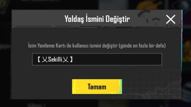 Pubg mobile şekilli nick yazma